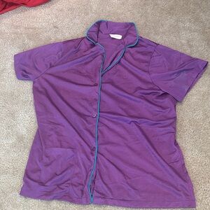 Sexy Soft Nylon Carriage Court Lingerie Top Vintage Sears Blue Trim Size 16/18